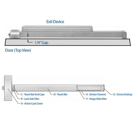 One Exit Rim Divice Best Precision 2114-4914A Rim Exit Device with Passage Lever