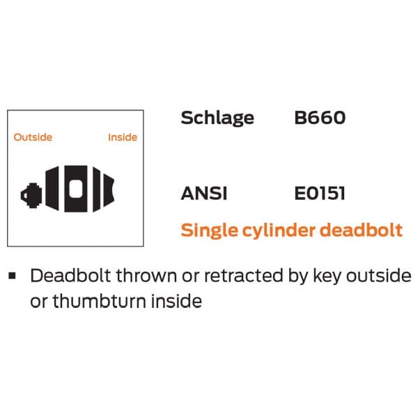 Schlage B660J Single Cylinder Deadbolt, Prepped for FSIC, Less Core