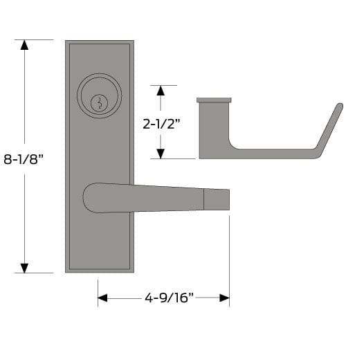 Falcon MA101 DN Passage Mortise Set with Dane-Napa Lever Trim