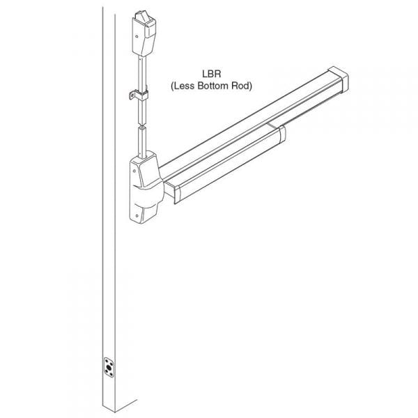 Less Bottom Rod Exit Device Von Duprin 9927EO-F-LBR Fire-Rated Vertical Rod Exit Device