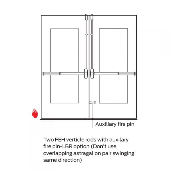 Less Bottom Rod Exit Device Von Duprin 9927EO-F-LBR Fire-Rated Vertical Rod Exit Device