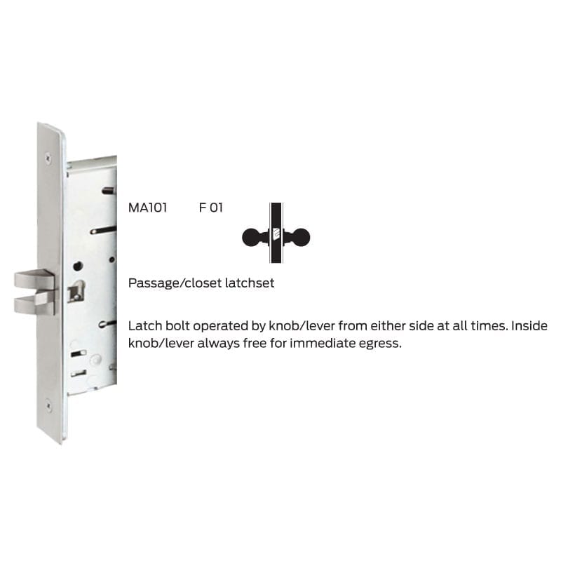 Falcon MA101 DN Passage Mortise Set with Dane-Napa Lever Trim
