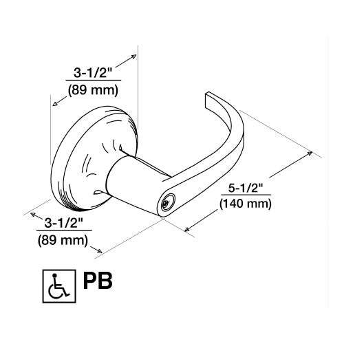 Accentra (formerly Yale) PB-446F Exit Device Keyed Lever Trim