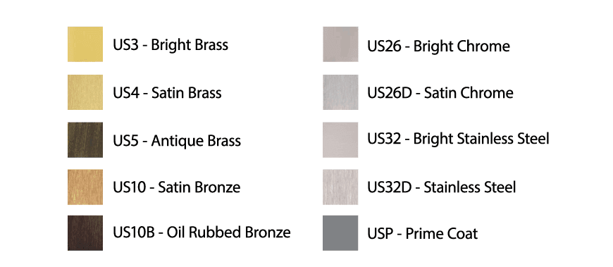 Hager Finish Chart