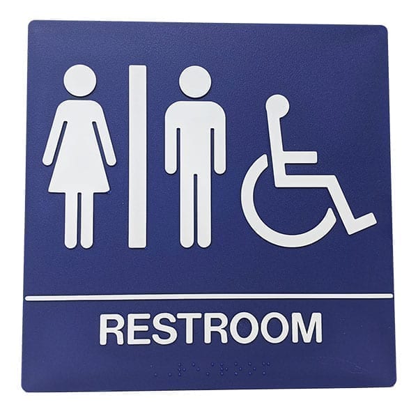 HS69R ADA Unisex Restroom Sign w/ Braille 8" x 8"